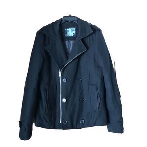 XIOS New York Men’s Slim Fit Wool Blend Full ZIP Moto Jacket Black - S